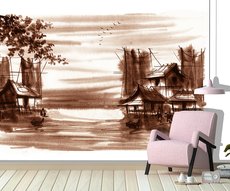 Au bord du lac sépia