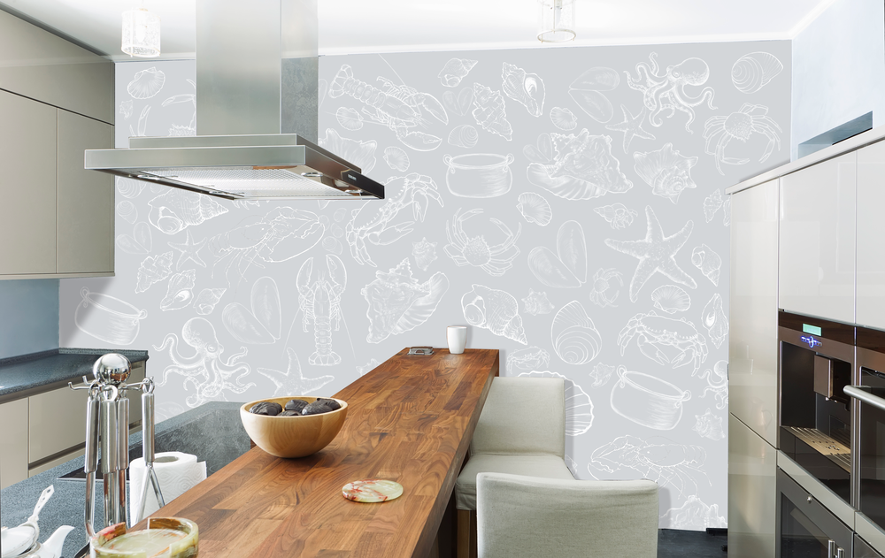 Fruits de mer au trait blanc