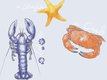 papier peint Crabe homard et compagnie