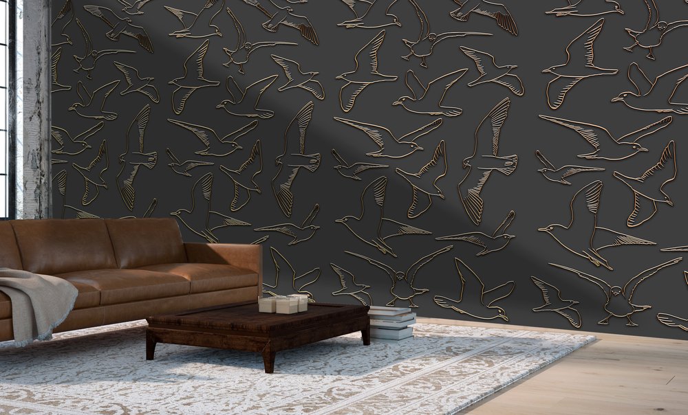 papier peint Mouettes bronzées dans un salon