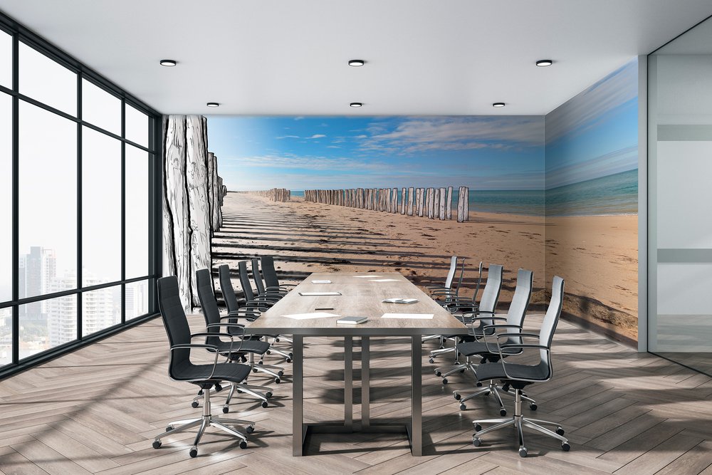 papier peint A la frontière du réel et du dessin dans un bureau