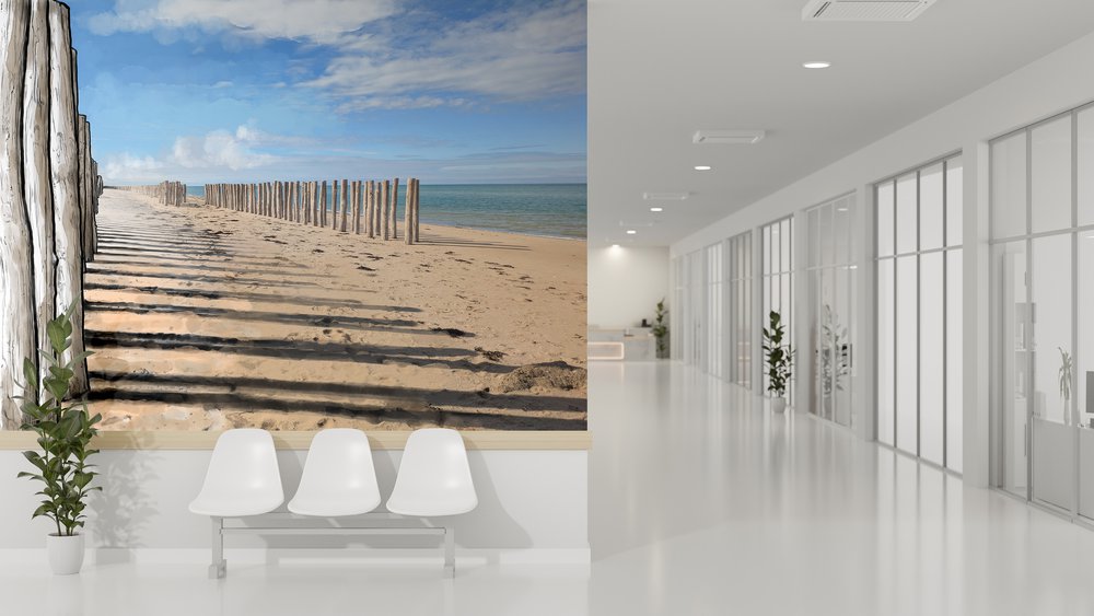 papier peint Esquisse d' un rivage dans une salle d'attente