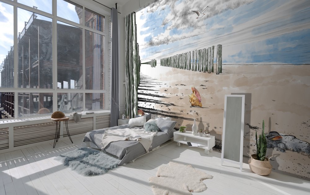 papier peint Souffle d'aquarelle sur la plage dans une chambre