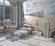 papier peint Souffle d'aquarelle sur la plage dans une chambre