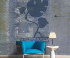 vase bleu sur béton bleu