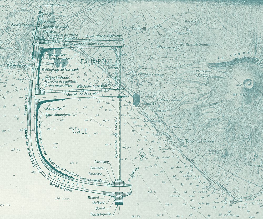 Papier-peint-Coupe-navire-sur fond-de-carte