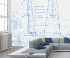 papier-dans-un salon-avec-mats-et-carte-marine-ancienne