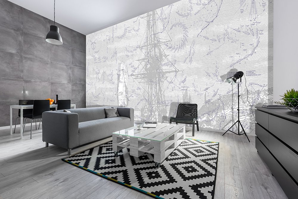 papier-peint-décrivant-les-manoeuvres_en_voilier_ancien_trois_mats-dans-séjour