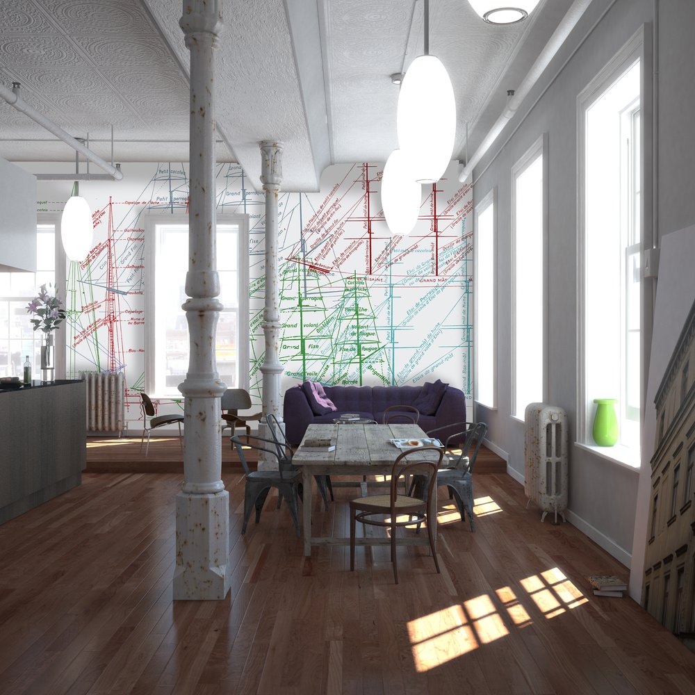 papier peint donnant le nom des espars d'un voilier