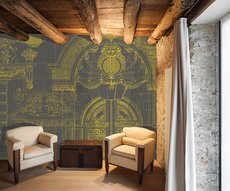 papier peint représentant udes dessins de portails de chateaux