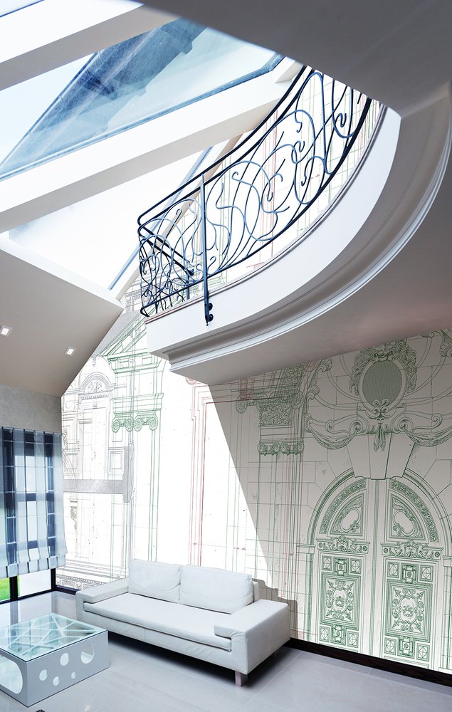 papier peint présentant des dessins d'architecture baroque