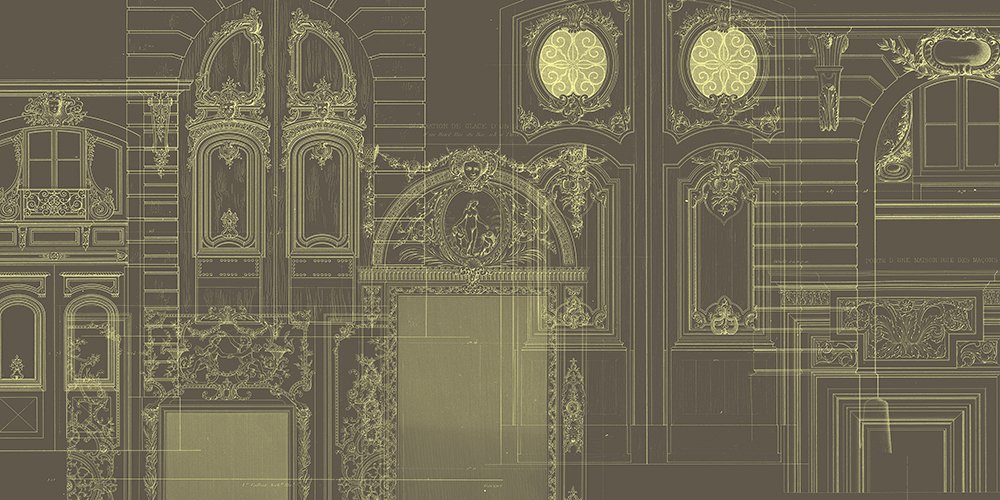 dessins de portes baroques sur fond taupe