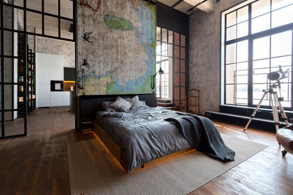 papier peint Lambris worn carte dans une chambre