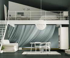 papier peint "pliage 3" dans une mezzanine