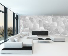 papier peint patchwork de rayures posé dans un séjour