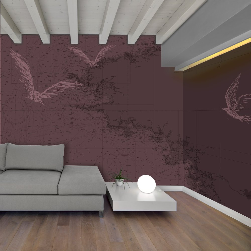 papier peint Carte lie de vin dans un salon