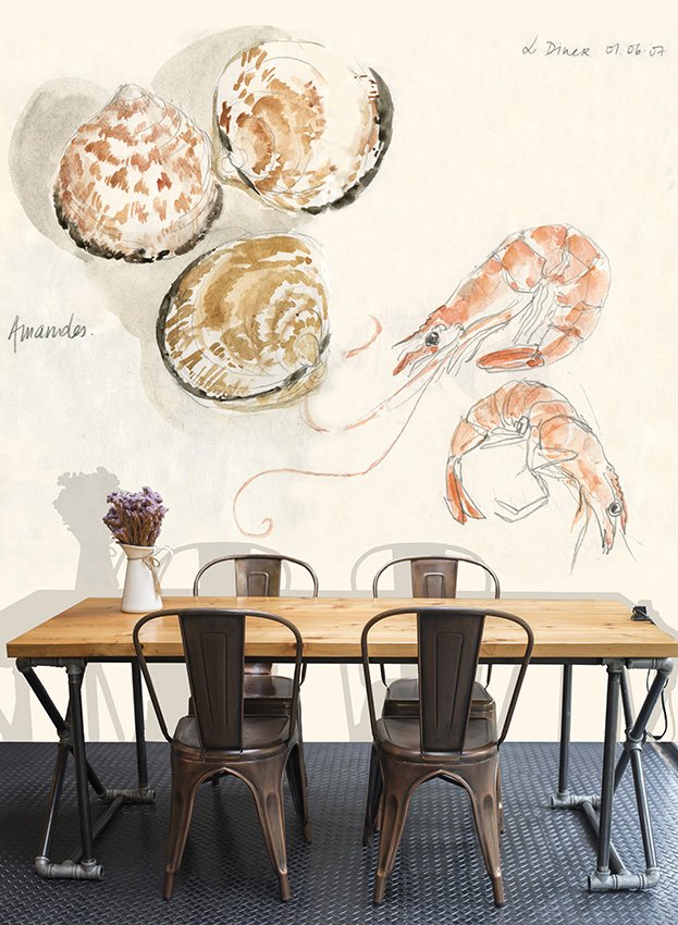 le dîner amandes et crevettes