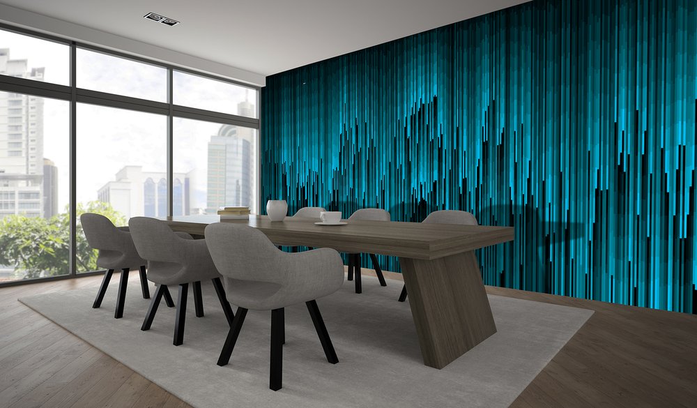 rayures bleues dans un salon